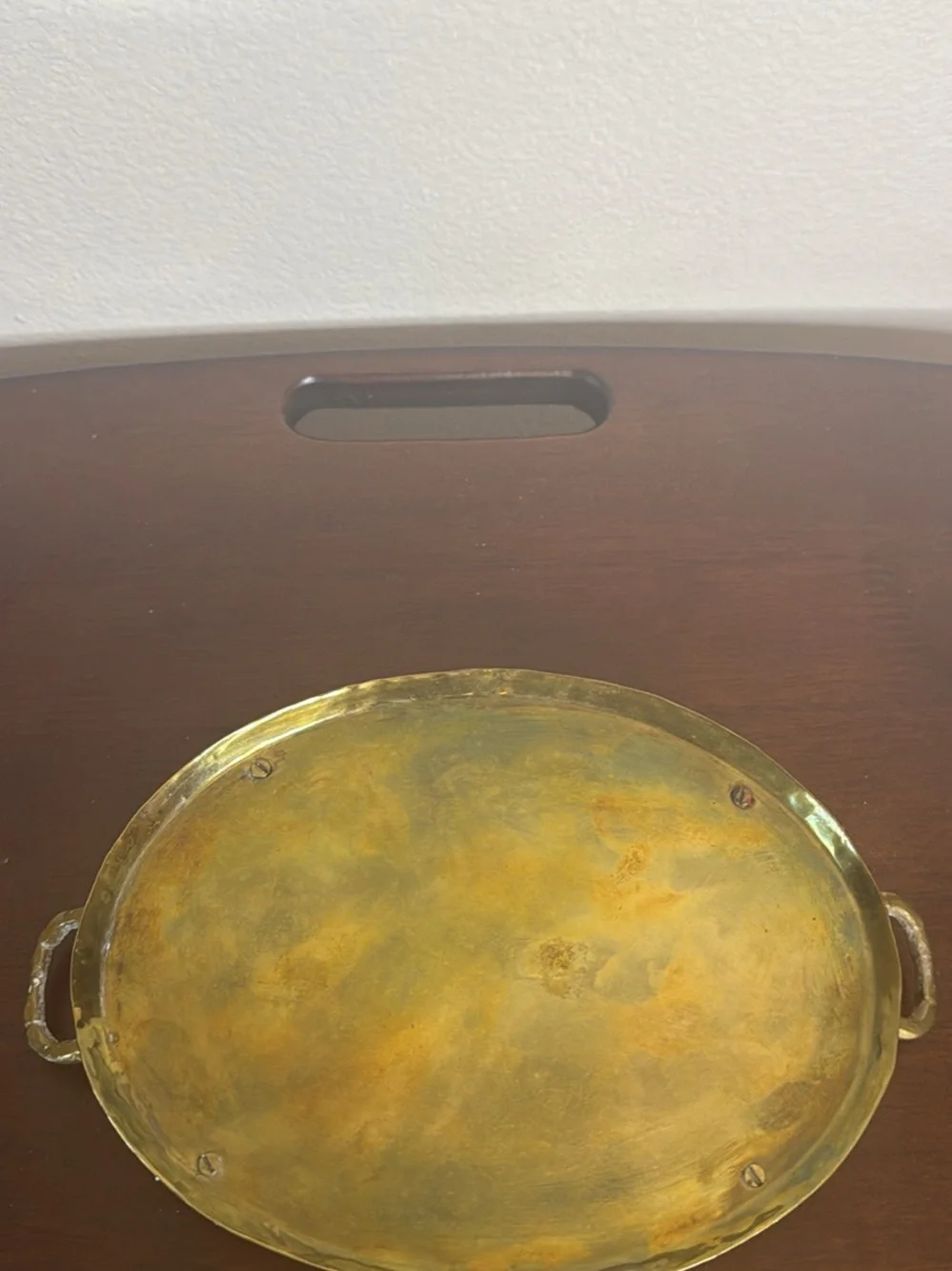 Vintage oval brass Faux Bamboo  Serving Tray